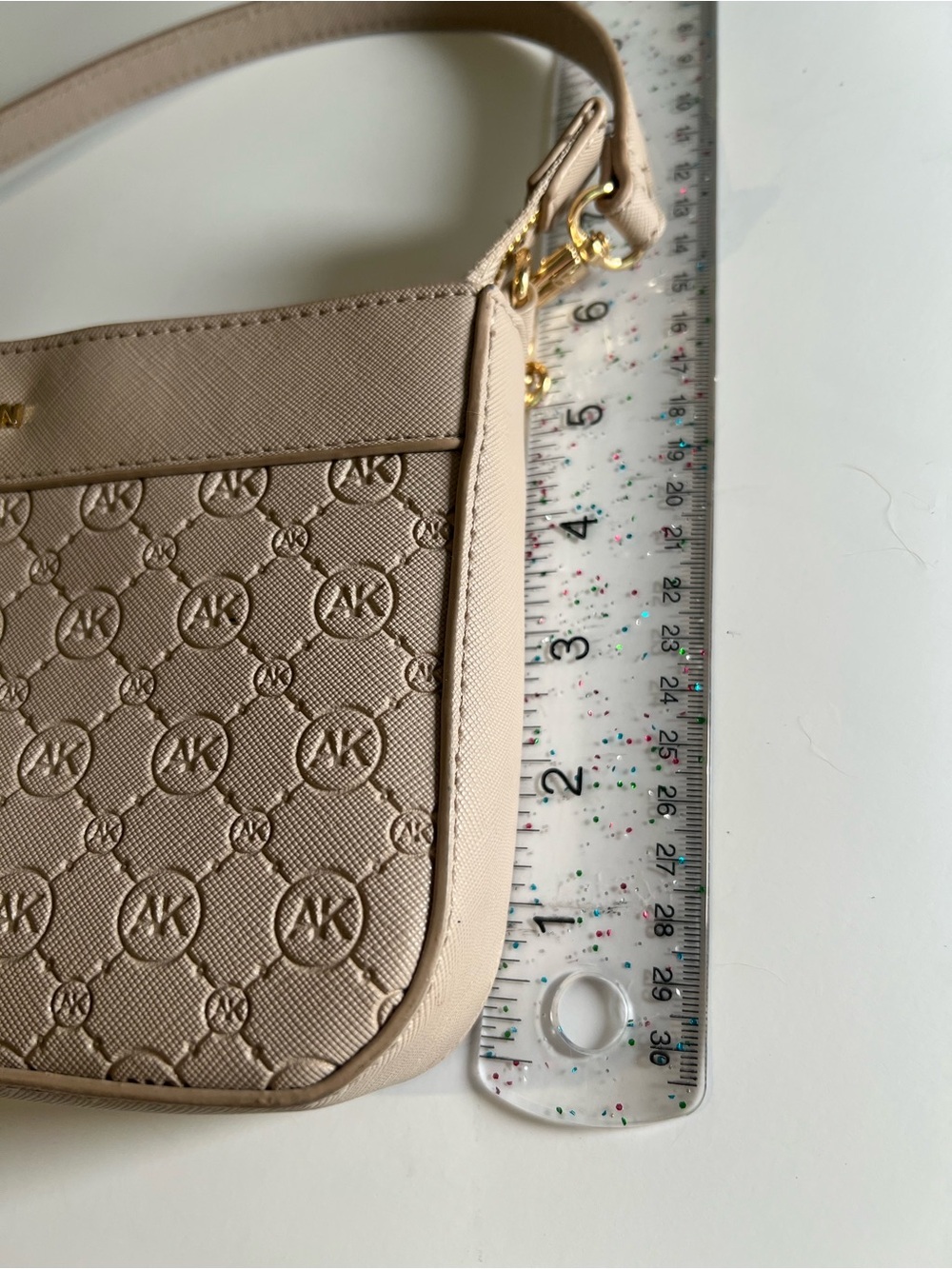 Anne Klein Embossed Taupe Chain-Handle Shoulder Bag - Picture 8 of 13